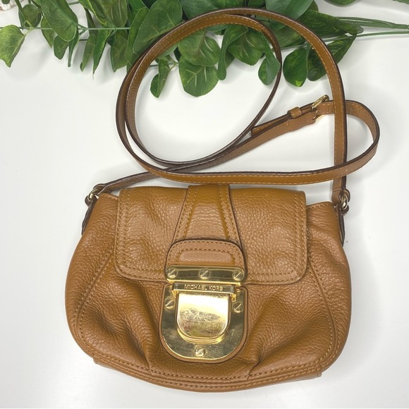 Michael‎ Kors Crossbody Bag Purse Leather Brown Small Designer - Picture 1 of 8